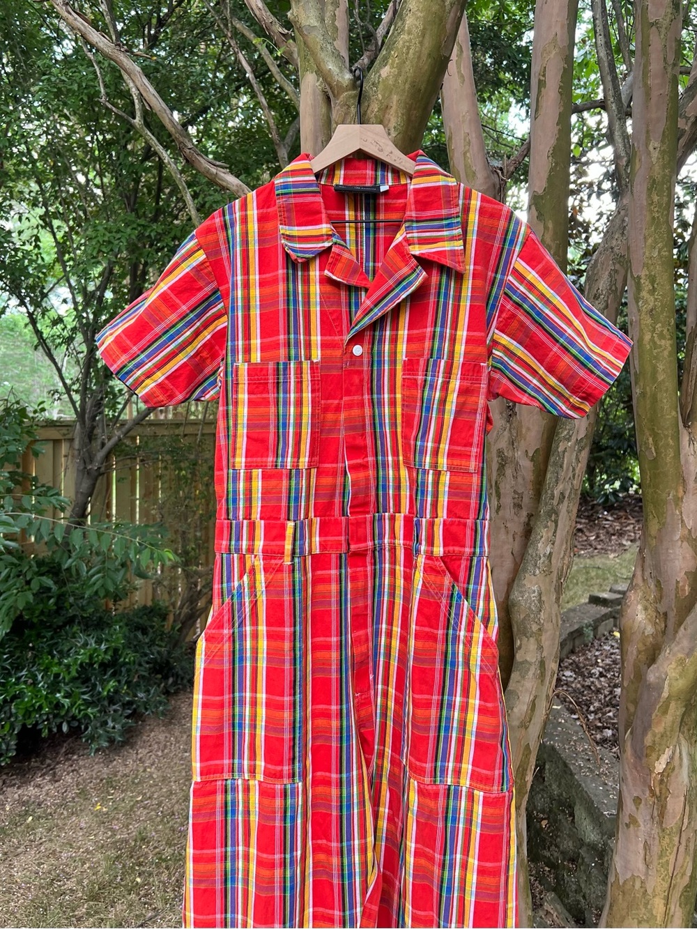 Big Bud Press Red Plaid Short Sleeve Jumpsuit Size XL - Picture 5 of 7